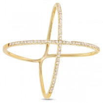 0.18ct 14k Yellow Gold Diamond Lady's ''X'' Ring Size 3