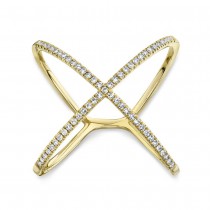 Diamond Accented X Ring 14k Yellow Gold (0.18ct)