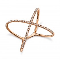 Diamond Accented X Ring 14k Rose Gold (0.18ct)