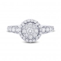 0.89ct 14k White Gold Diamond Cluster Lady's Ring