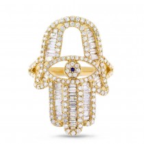 1.64ct 14k Yellow Gold Diamond Hamsa Ring