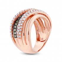 1.22ct 14k Rose Gold White & Champagne Diamond Lady's Ring