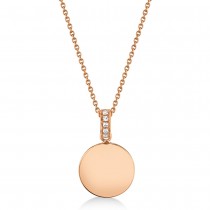 Diamond Accented Disc Pendant Necklace 14k Rose Gold (0.02ct)