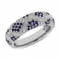 0.57ct Diamond & 0.55ct Blue Sapphire 14k White Gold Lady's Ring