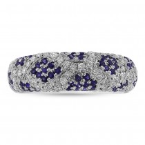 0.57ct Diamond & 0.55ct Blue Sapphire 14k White Gold Lady's Ring