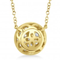 Diamond Pave Circle Pendant Necklace 14k Yellow Gold (0.43ct)