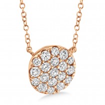 Diamond Pave Circle Pendant Necklace 14k Rose Gold (0.43ct)