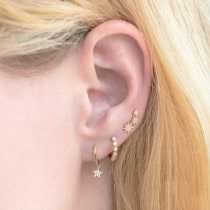 Diamond Dangling Star Huggie Earrings 14k Rose Gold (0.04ct)