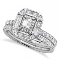 Emerald Cut Diamond Engagement Ring 14K White Gold (1.03ct)