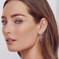 Diamond Accented Hoop Earrings 14k White Gold (0.35ct)