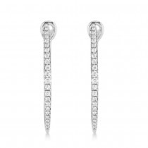 Diamond Accented Hoop Earrings 14k White Gold (0.75ct)