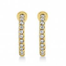 Diamond Leverback Hoop Earrings 14k Yellow Gold (0.26ct)