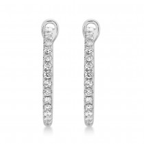 Diamond Leverback Hoop Earrings 14k White Gold (0.74ct)