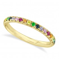 Multi-Color Sapphire Stackable Wedding Ring Band in 14K Yellow Gold (0.31ct)