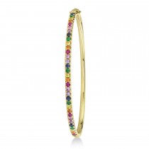 Rainbow Sapphire Gemstone Pave Bracelet in 14k Yellow Gold (1.18ct)