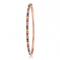 Rainbow Sapphire Gemstone Pave Bracelet in 14k Rose Gold (1.18ct)