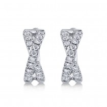 Diamond Accented Twisted X Huggie Earrings 14k White Gold (0.40ct)