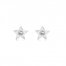 Diamond Bezel Star Stud Earrings 14k White Gold (0.06ct)