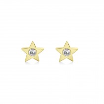 Diamond Bezel Star Stud Earrings 14k Yellow Gold (0.06ct)