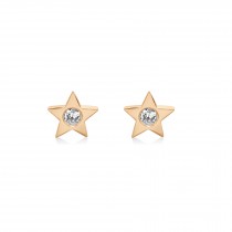 Diamond Bezel Star Stud Earrings 14k Rose Gold (0.06ct)