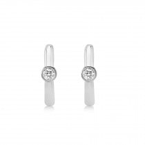 Diamond Bezel Huggie Earrings 14k White Gold (0.06ct)