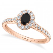 Oval Black Diamond Solitaire Engagement Ring 14K Rose Gold (0.62ct)