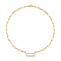 Diamond Paper Clip Link Necklace 14k Yellow Gold (1.77ct)