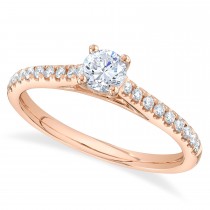 Round Solitaire & Diamond Accent Engagement Ring 14K Rose Gold (0.59ct)