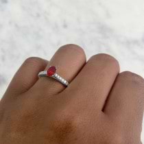 Oval Ruby Solitaire & Diamond Engagement Ring 14K White Gold (0.69ct)