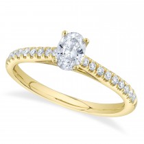 Oval Solitaire & Diamond Accent Engagement Ring 14K Yellow Gold (0.59ct)