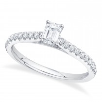 Emerald Cut Diamond Solitaire Engagement Ring 14K White Gold (0.59ct)