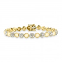 Diamond Circle Ball Bead Bracelet 14K Yellow Gold (4.15ct)