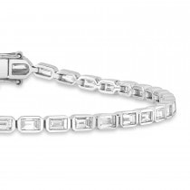 Baguette Diamond Bezel Tennis Bracelet 14K White Gold (2.20ct)