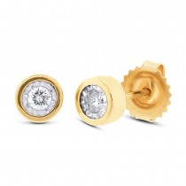 0.14ct 14k Yellow Gold Diamond Round Stud Earrings