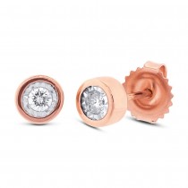 0.14ct 14k Rose Gold Diamond Round Stud Earrings