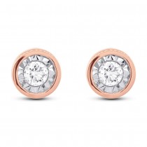 0.14ct 14k Rose Gold Diamond Round Stud Earrings