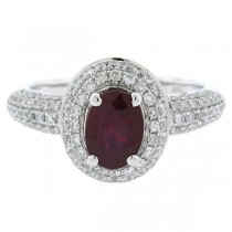 0.72ct Diamond & 1.15ct Glass Filled Ruby 14k White Gold Ring
