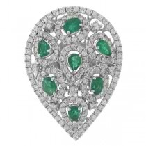 1.48ct Diamond & 1.07ct Emerald 14k White Gold Ring