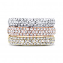 1.88ct 14k Three-tone Gold Diamond Pave Lady's Ring Size 8