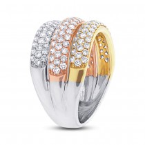 1.88ct 14k Three-tone Gold Diamond Pave Lady's Ring Size 8