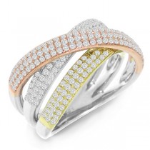 1.00ct 14k Three-tone Diamond Bridge Lady's Ring