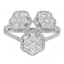 1.09ct 14k White Gold Diamond Flower Ring