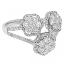 1.09ct 14k White Gold Diamond Flower Ring
