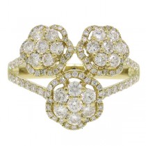 1.09ct 14k Yellow Gold Diamond Flower Ring