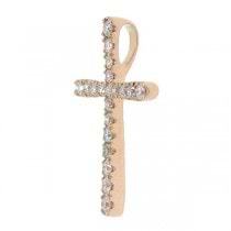 0.21ct 14k Rose Gold Diamond Cross Pendant Necklace