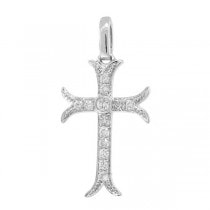 0.15ct 14k White Gold Diamond Cross Pendant Necklace