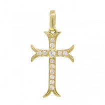 0.15ct 14k Yellow Gold Diamond Cross Pendant Necklace