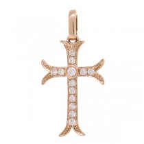 0.15ct 14k Rose Gold Diamond Cross Pendant Necklace