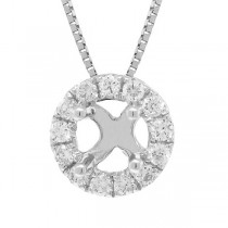 0.20ct 14k White Gold Diamond Semi-mount Pendant Necklace