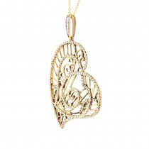 0.80ct 14k Yellow Gold Diamond Heart Pendant Necklace